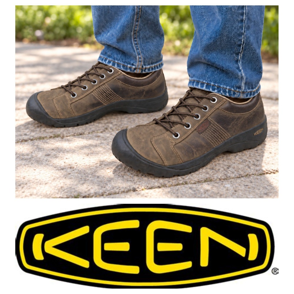 KEEN Austin Mens Chocolate Brown Leather Oxford Casual Shoes Size 11.5 US
